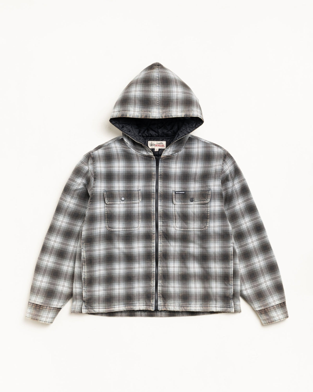 ZIP HOODED PLAID SHIRT